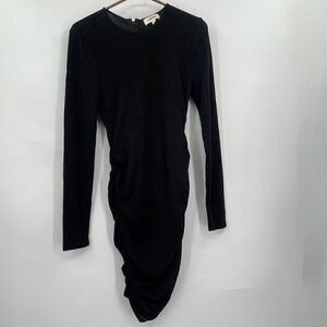 L’Agence Black Stretch Bodycon Long Sleeve Poppy Drapped Mini Dress Size 4